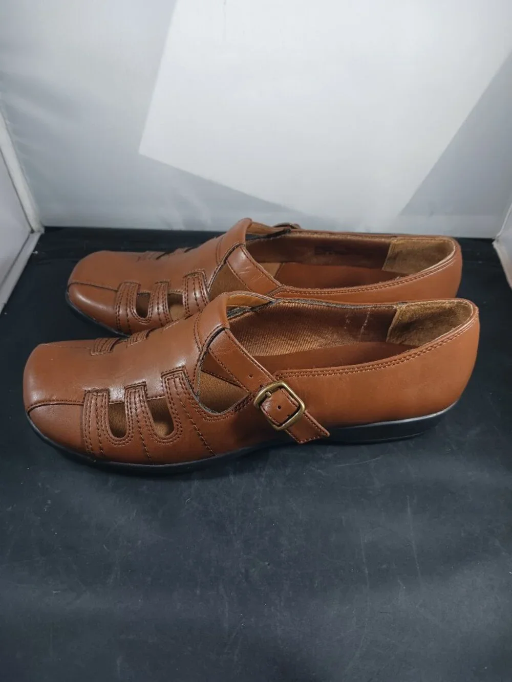 Life Stride Women's Brown Leather Comfort Shoes size 8.5M